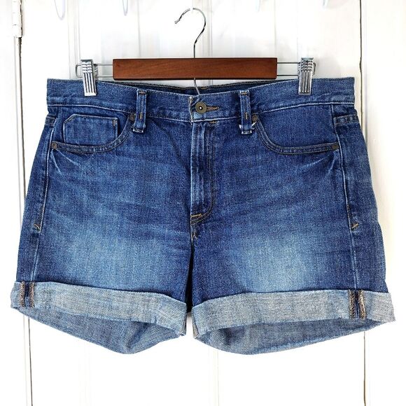 Calvin Klein Cuffed Mid-Rise Blue Denim Jean Shorts Sz 30/10 - Picture 2 of 10